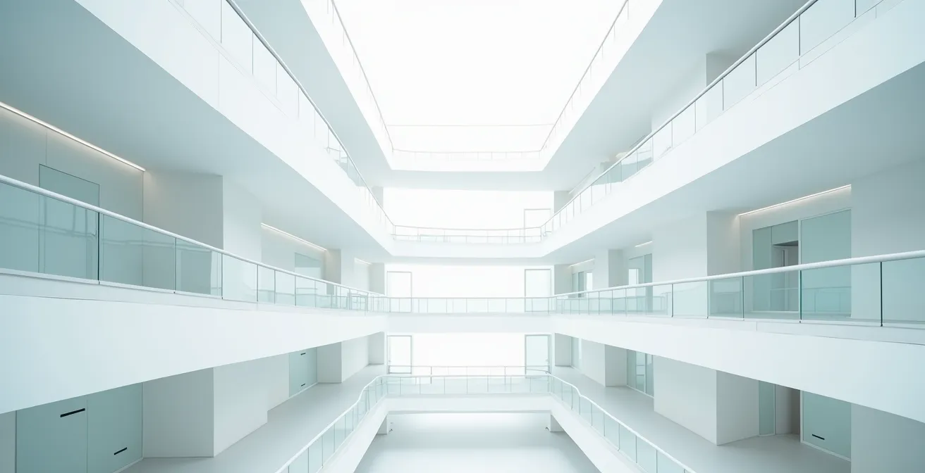 Architecture complexe symbolisant les multiples voies d'accès aux études de santé